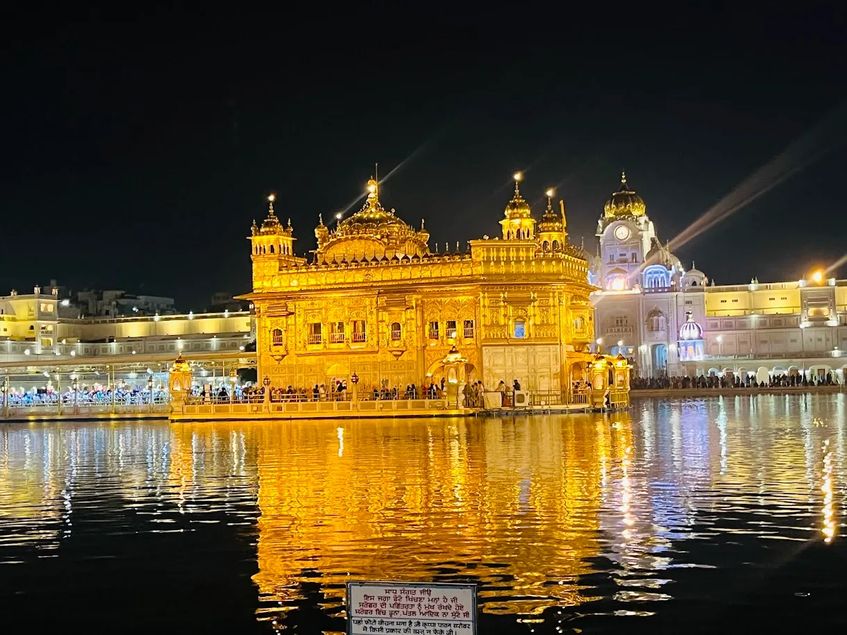 Golden Temple at night in Amritsar during Himanshu Rastogi's trip